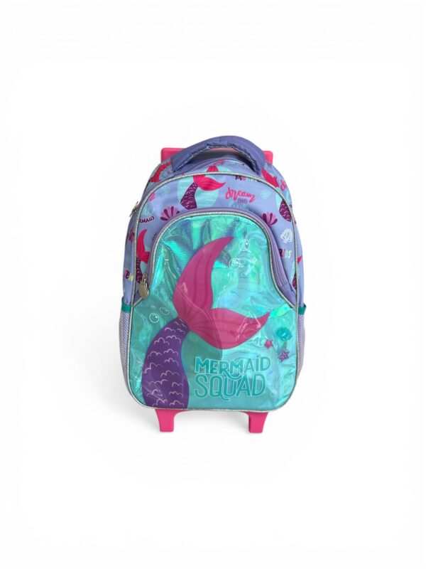 Kit Mochila Infantil Com Rodinha Menina Sereia Princesa Escolar Lancheira e Estojo Bolso Frontal (Sereia)
