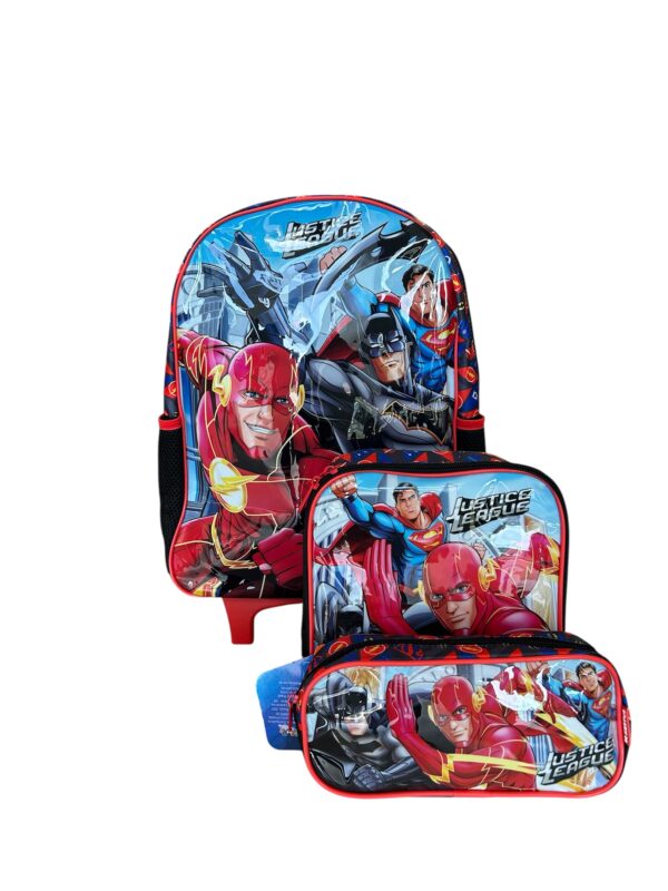 kit Mochila de Rodinhas Escolar Liga Da Justiça Xeryus