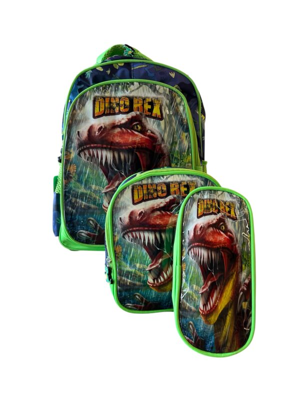 Kit Mochila Dinossauro Rex Infantil Rodinhas Cor Verde