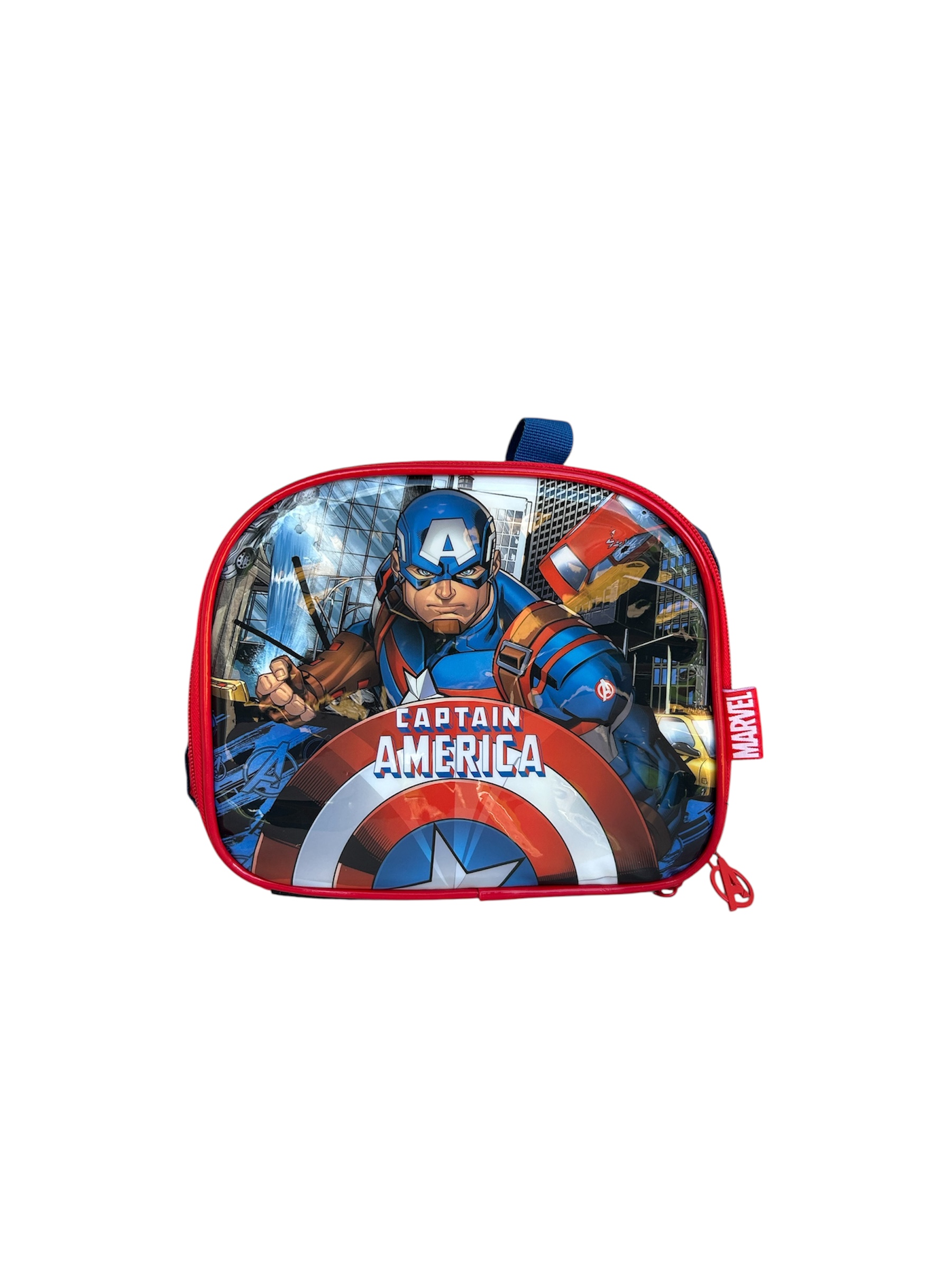 Kit Mochila Rodinha + Lancheira Luxcel Avenger Capitão América - Azul - Imagem 4