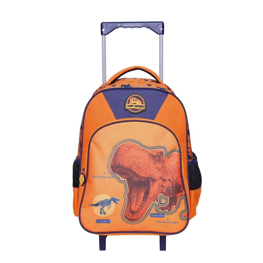 Kit Mochila de Rodinhas C/ Alças + Lancheira + Estojo Dinossauro Dino Lost Escolar Infantil - Yins - Imagem 3